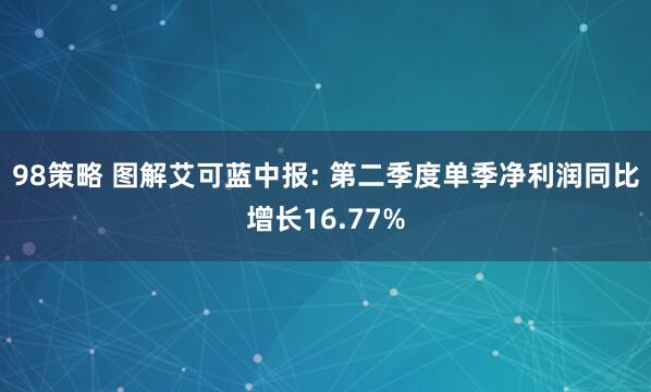 98策略 图解艾可蓝中报: 第二季度单季净利润同比增长16.77%